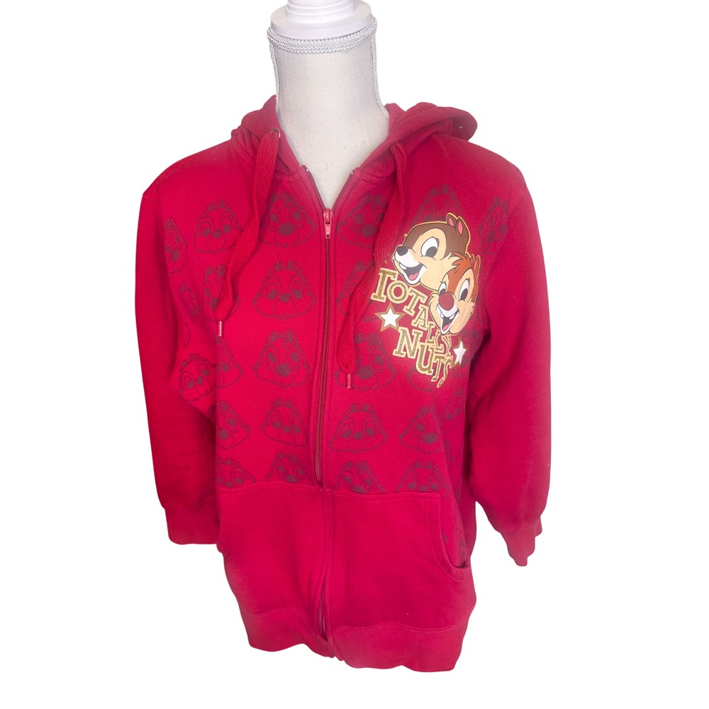 Disney Chip n Dale Red Zip Up Hoodie Womens 2X Totally Nuts sweatshirt